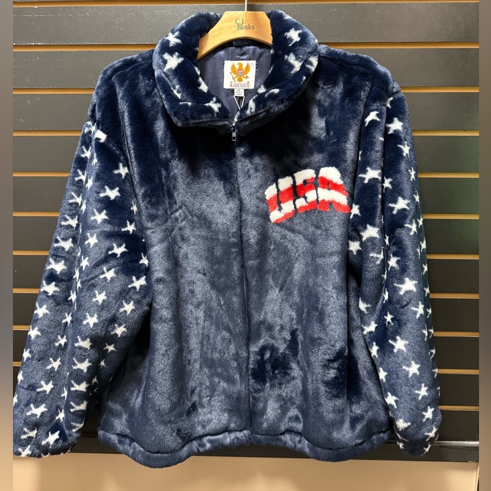 NWT Ameri Mode USA Faux Fur Jacket XL – Eagle Back